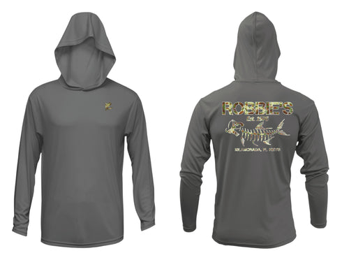 Green Camo Youth Hooded Performance Long Sleeve Tee